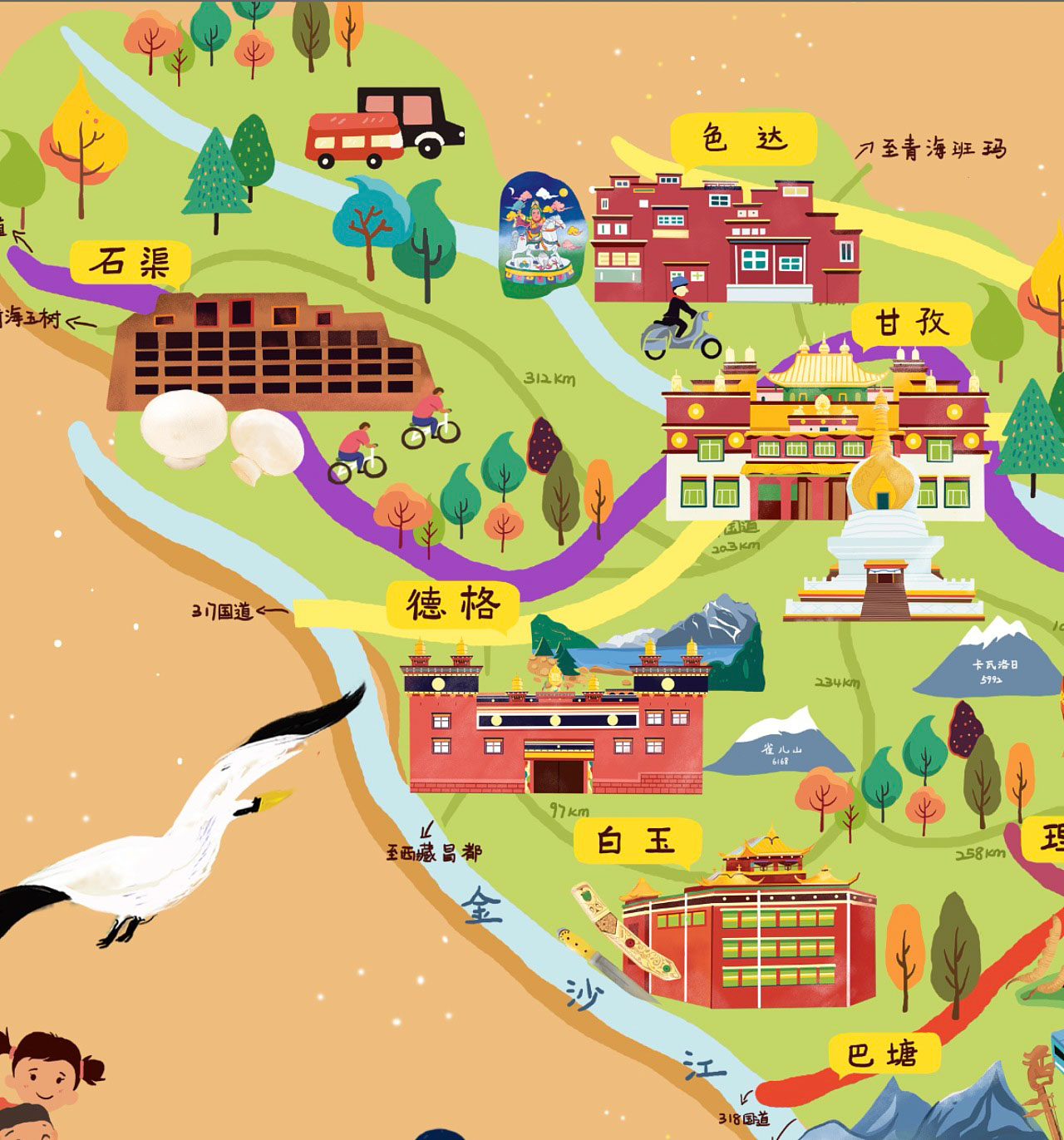 科尔沁左翼中手绘地图景区的文化宝库